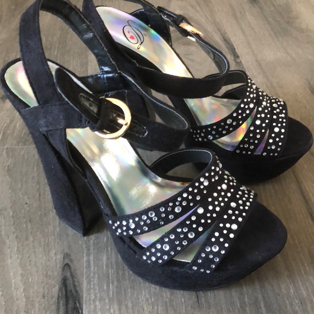 Brand new embellished chunky heeled sandals.